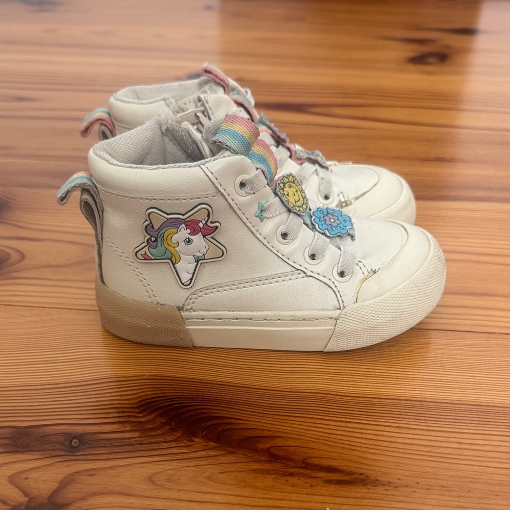 My Little Pony X Zara White High-Top Sneakers with Colorful Accents size 24 8